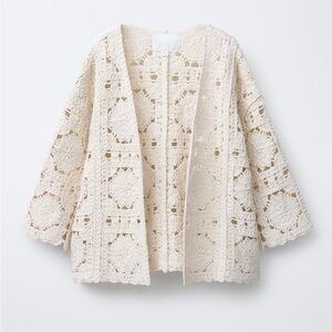 Cream macrame kimono